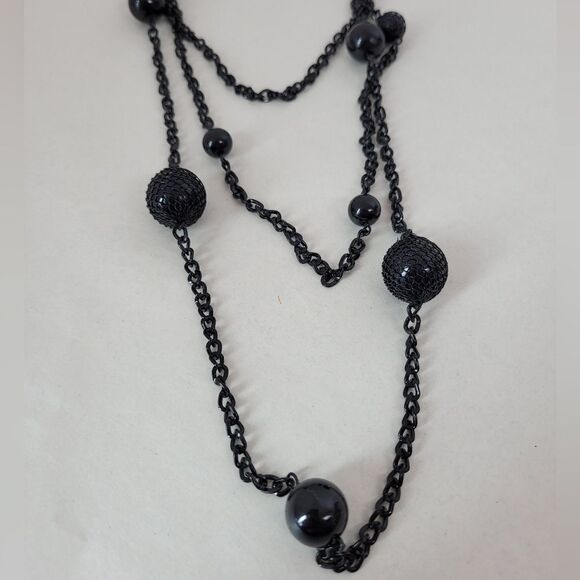 Statement Necklace And Earrings Set Black Spike 50s Gatsby Flapper Costume - Picture 6 of 8